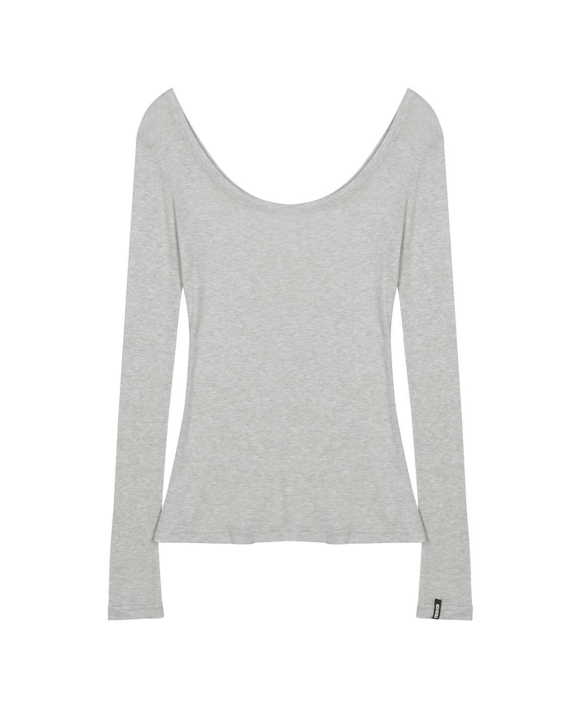 닉앤니콜(NICK&NICOLE) NICOLE MINIMAL LABEL SCOOP LS TOP_GRAY