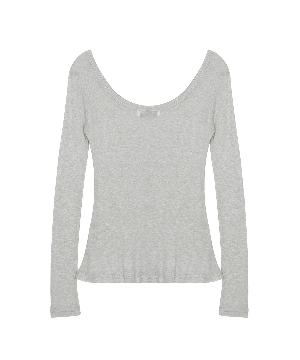 닉앤니콜(NICK&NICOLE) NICOLE MINIMAL LABEL SCOOP LS TOP_GRAY