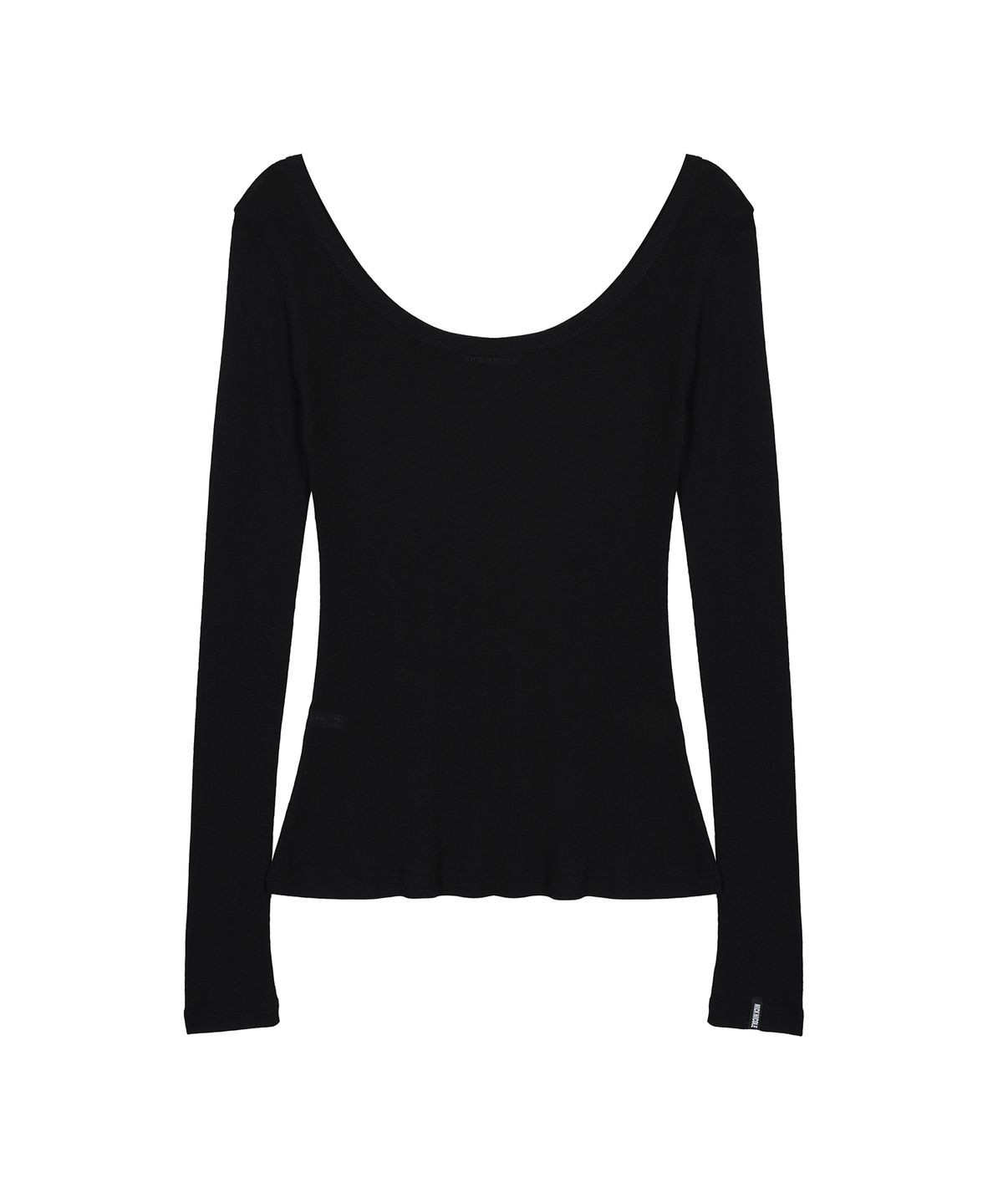 닉앤니콜(NICK&NICOLE) NICOLE MINIMAL LABEL SCOOP LS TOP_BLACK