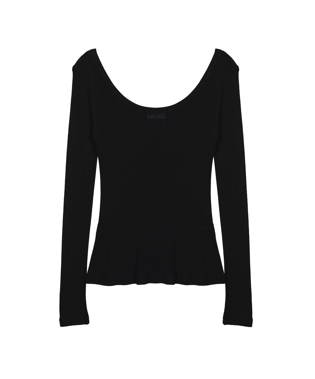 닉앤니콜(NICK&NICOLE) NICOLE MINIMAL LABEL SCOOP LS TOP_BLACK