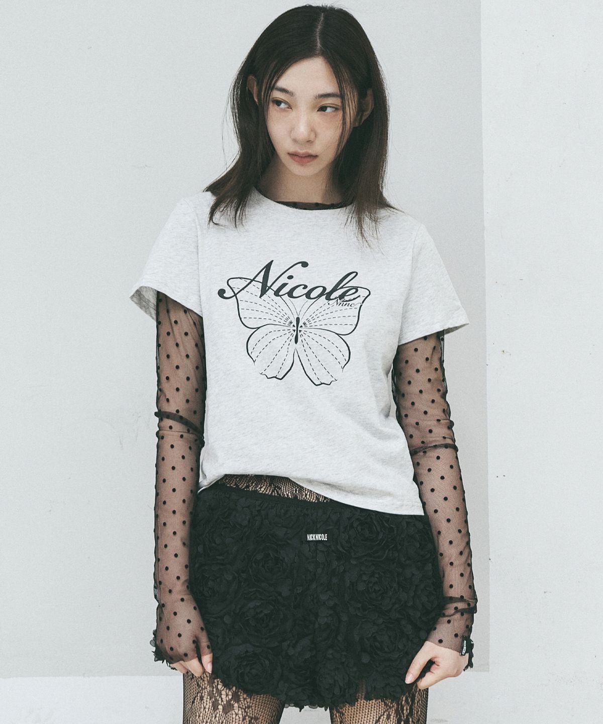 닉앤니콜(NICK&NICOLE) NICOLE LABEL SEE-THROUGH DOTS TOPS_BLACK