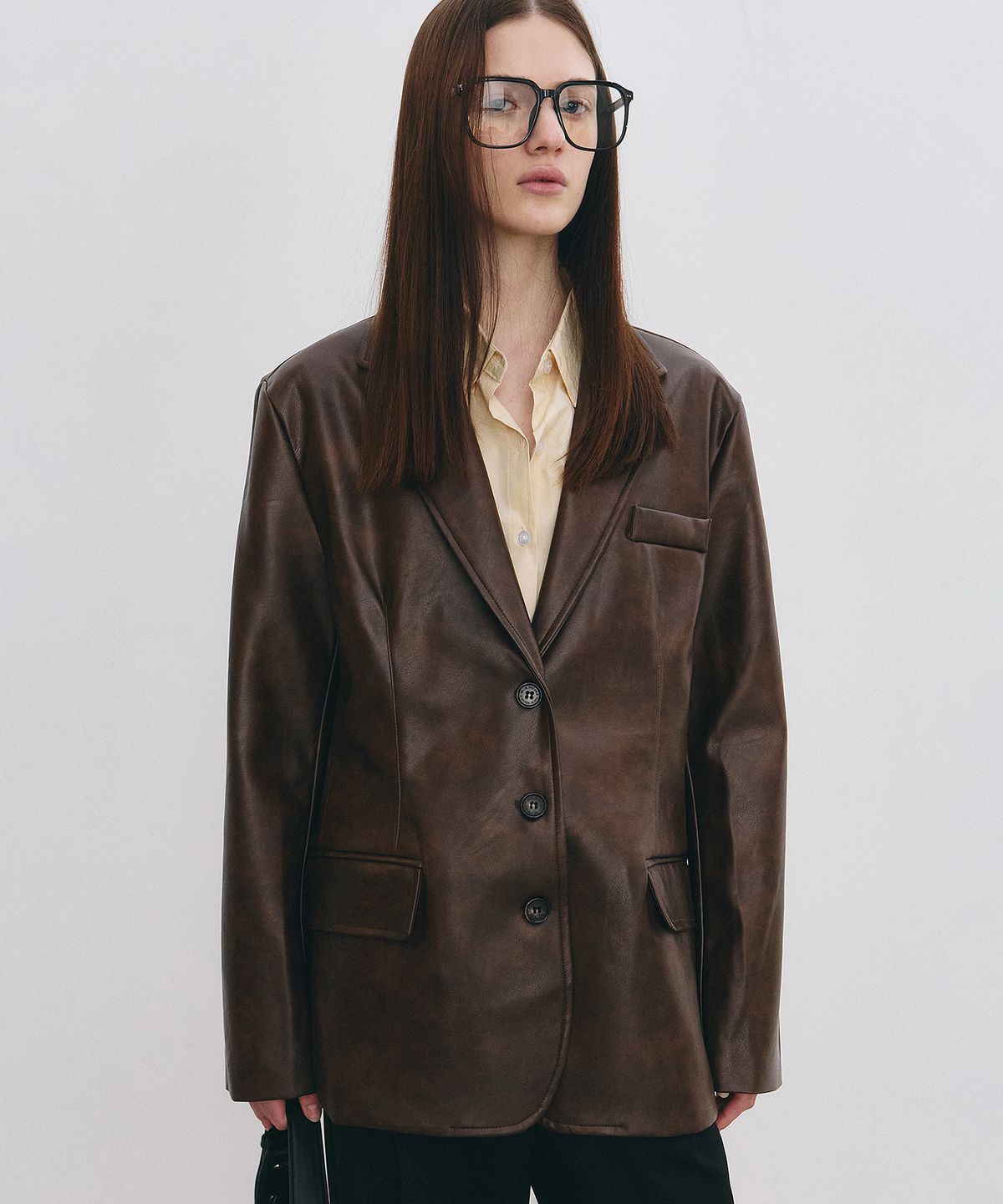 닉앤니콜(NICK&NICOLE) MINIMAL VINTAGE WASHED LEATHER JACKET_BROWN