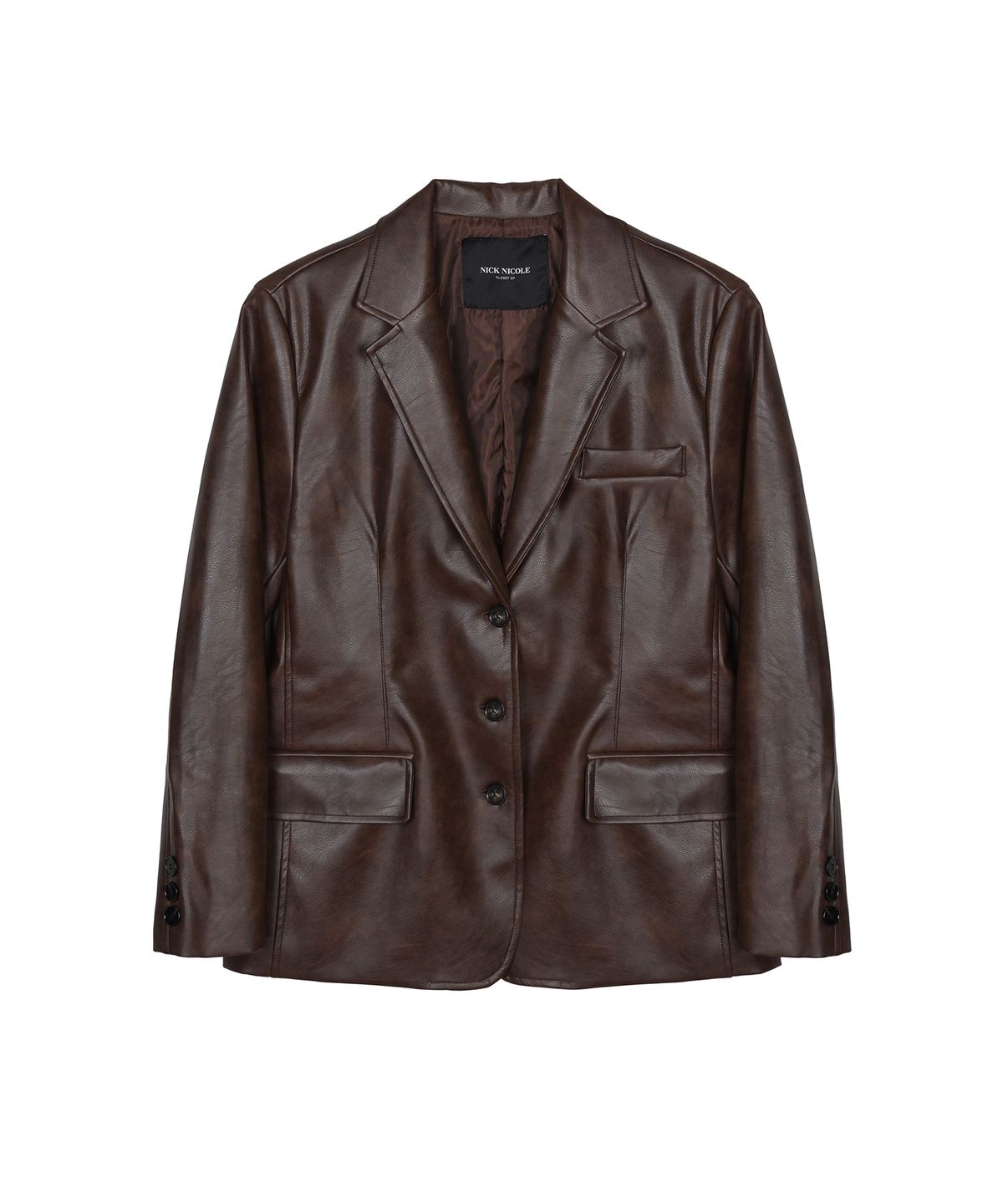 닉앤니콜(NICK&NICOLE) MINIMAL VINTAGE WASHED LEATHER JACKET_BROWN