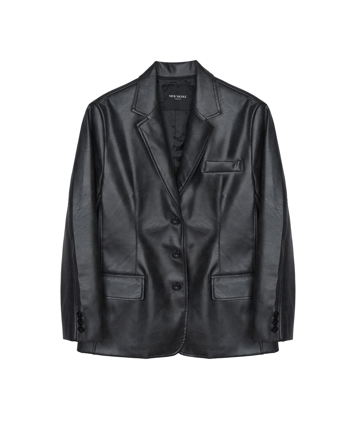 닉앤니콜(NICK&NICOLE) MINIMAL VINTAGE WASHED LEATHER JACKET_BLACK