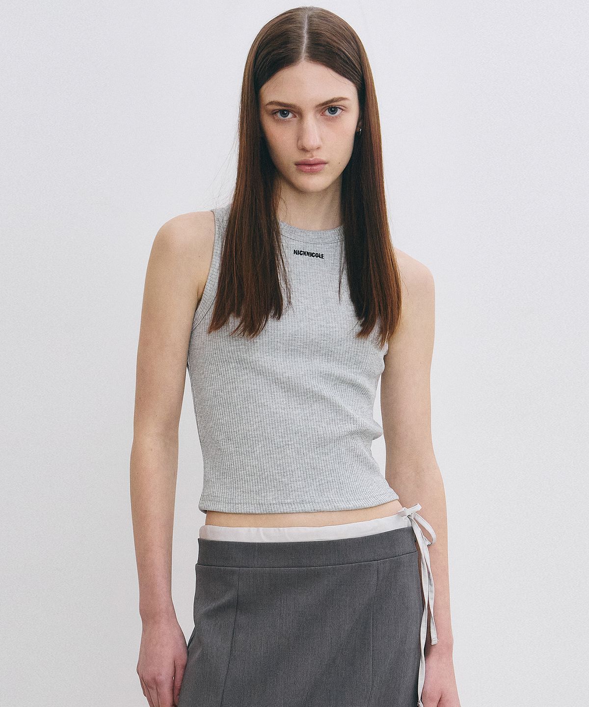 닉앤니콜(NICK&NICOLE) MINIMAL CROP SLEEVELESS TOP_GRAY