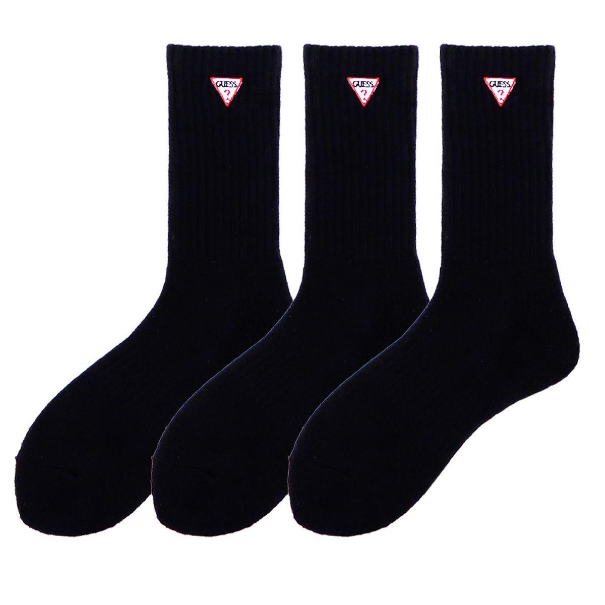 게스 양말(GUESS SOCKS) 게스 로고자수 미듐 반파일 장목 3족