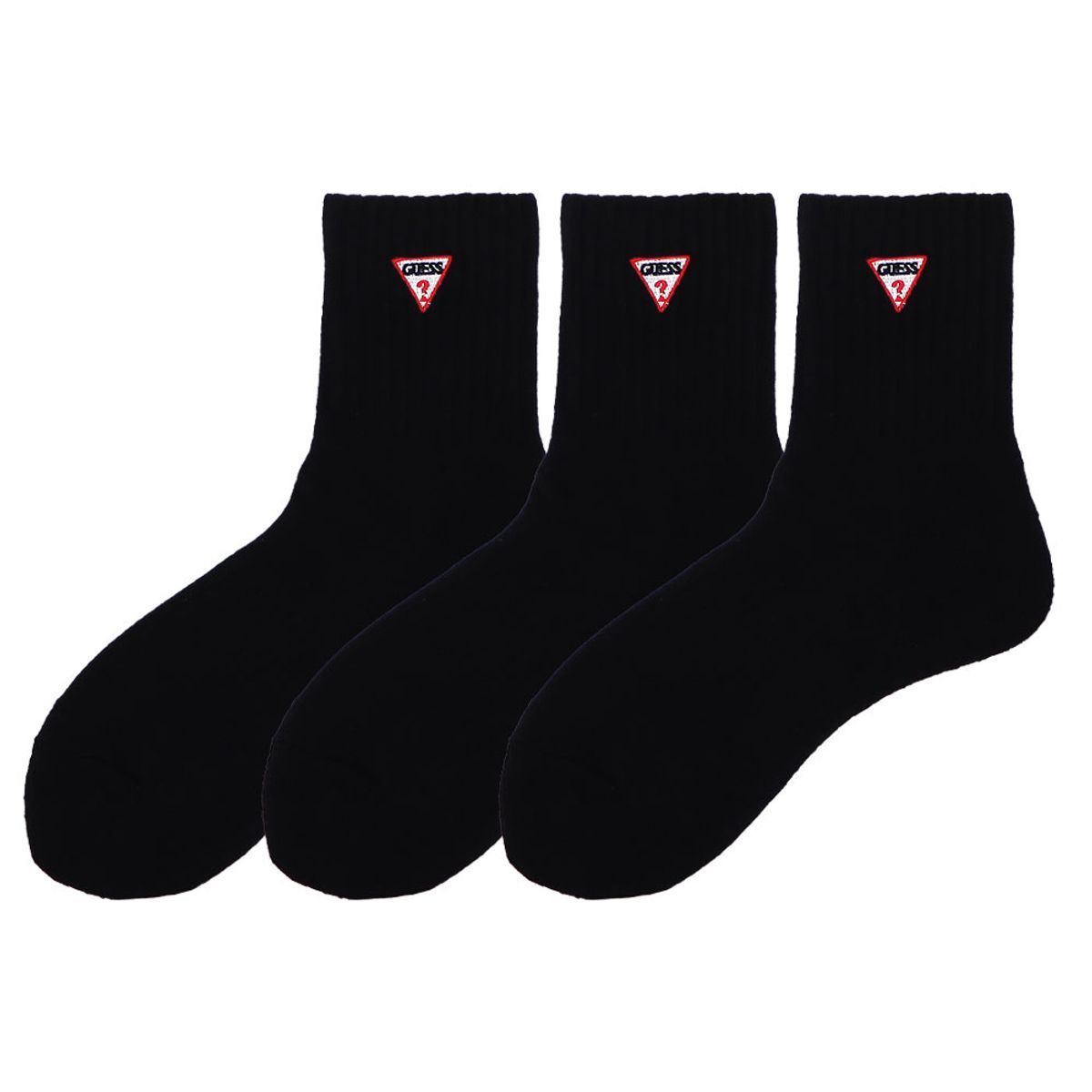 게스 양말(GUESS SOCKS) 게스 로고자수 미듐 반파일 중목 3족