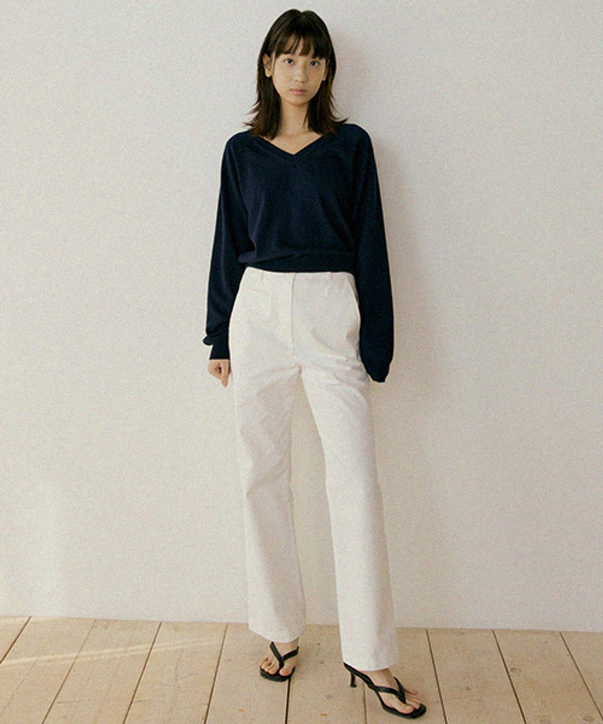 링서울(LINGSEOUL) button classic cotton pants-ivory