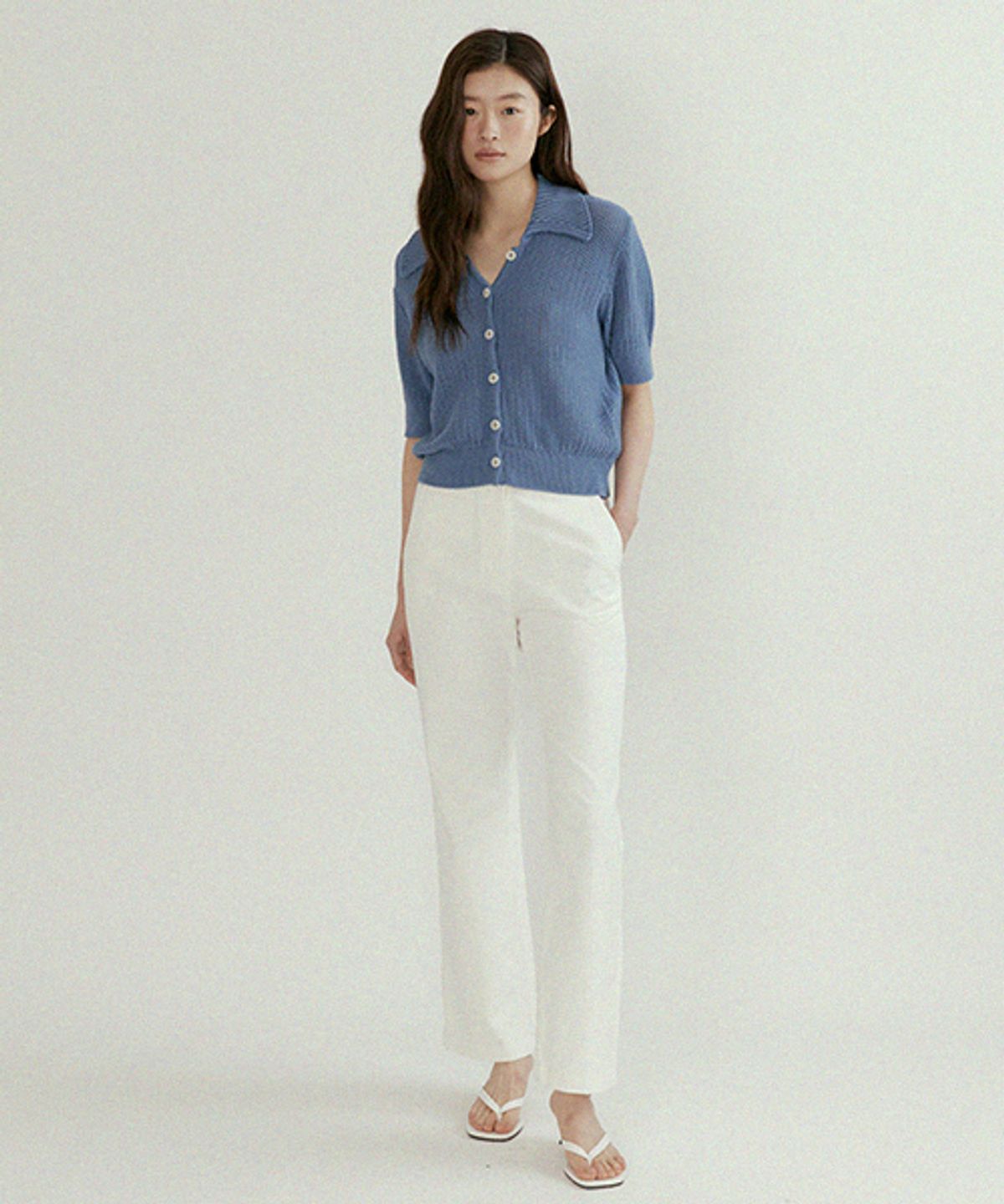 링서울(LINGSEOUL) button classic cotton pants-ivory