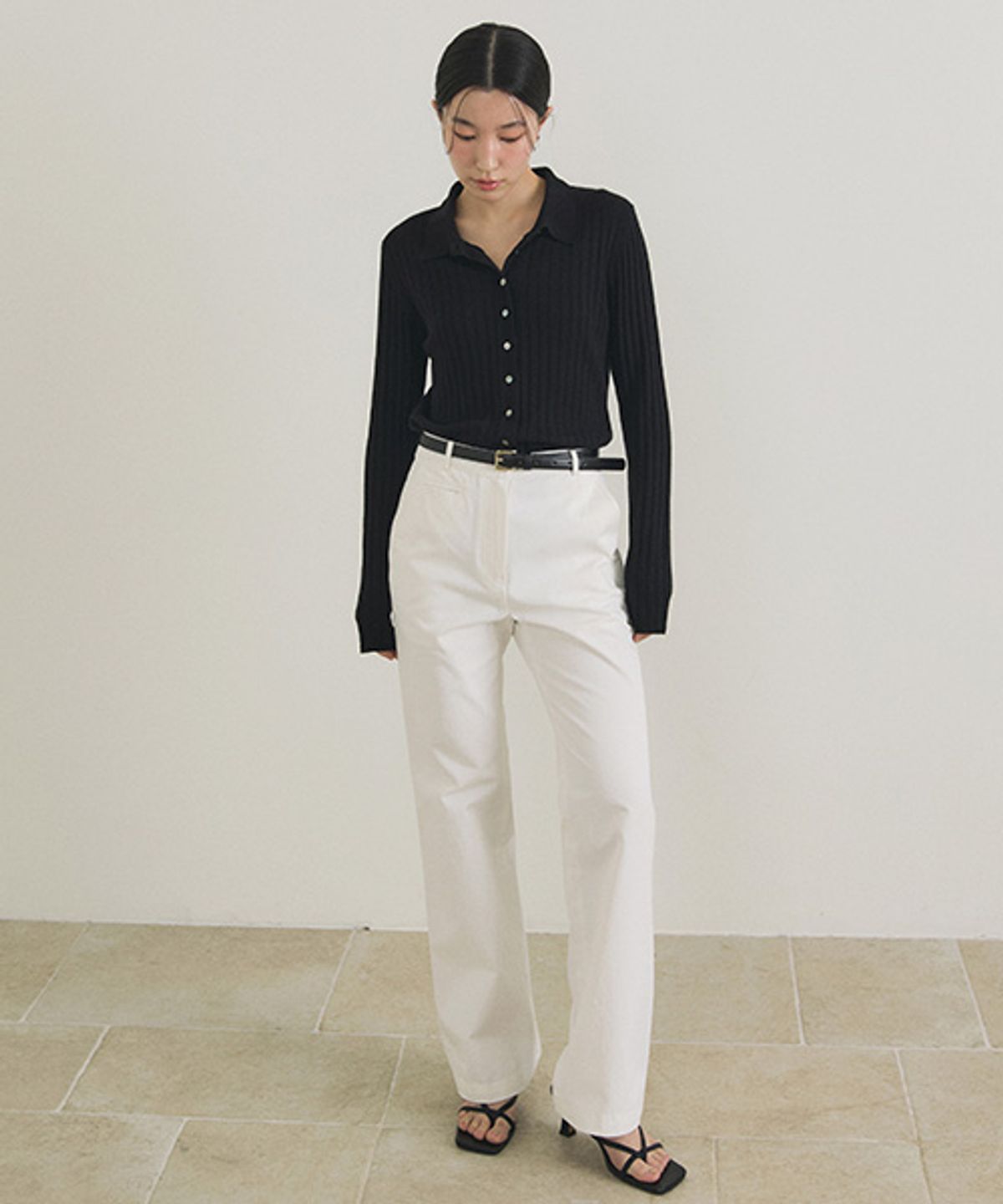 링서울(LINGSEOUL) button classic cotton pants-ivory