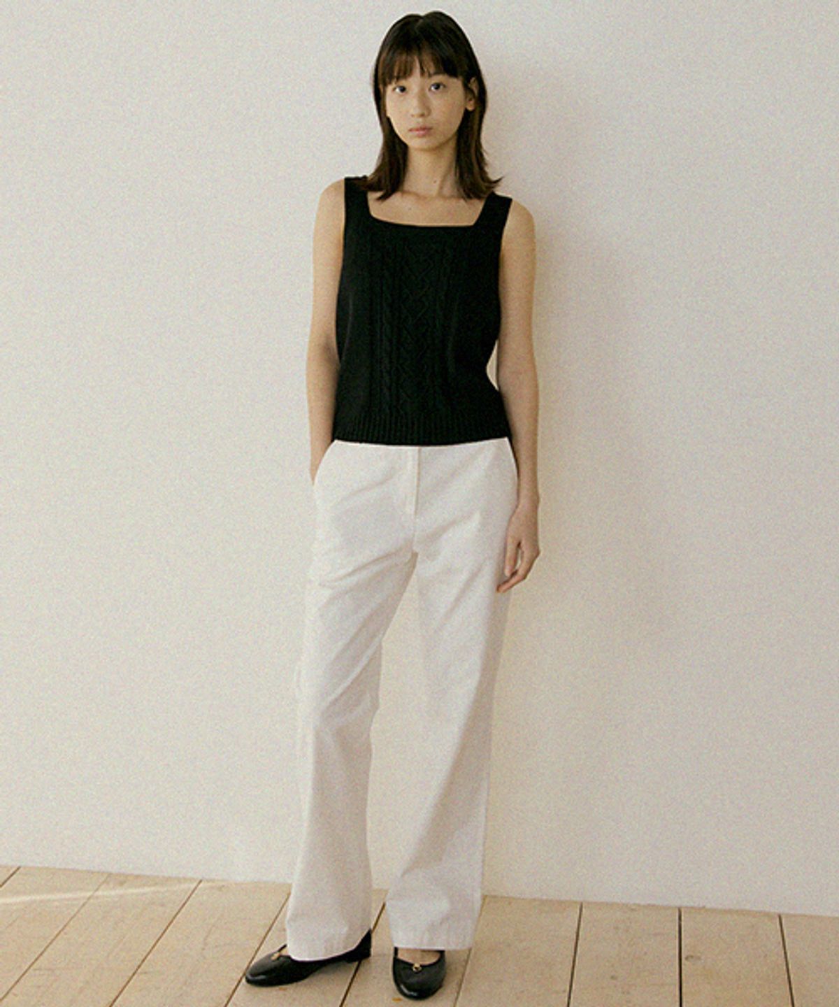 링서울(LINGSEOUL) whole garment knit sleeveless-black
