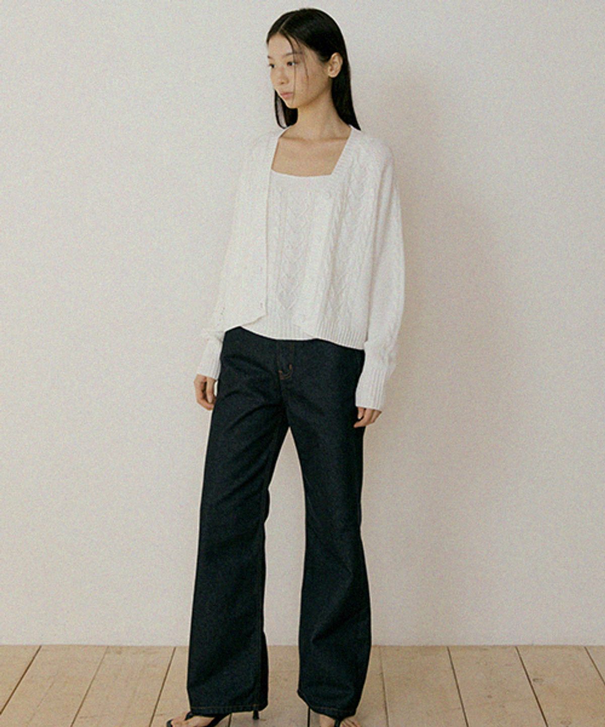 링서울(LINGSEOUL) whole garment knit cardigan-ivory