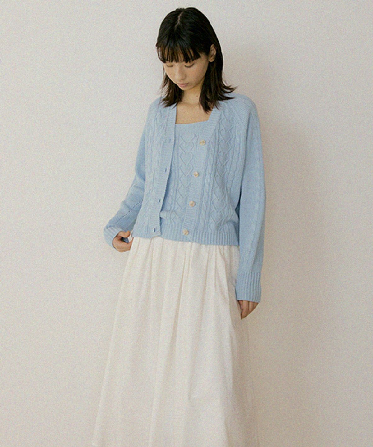링서울(LINGSEOUL) whole garment knit cardigan-sky