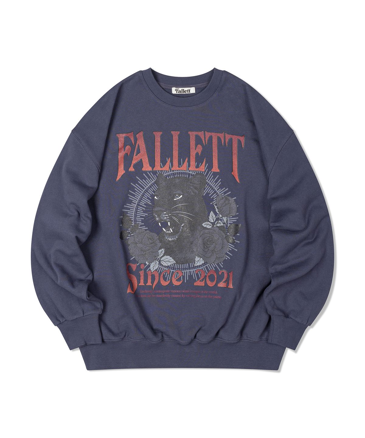 팔렛(FALLETT) 블랙 레오파드 맨투맨 블루
