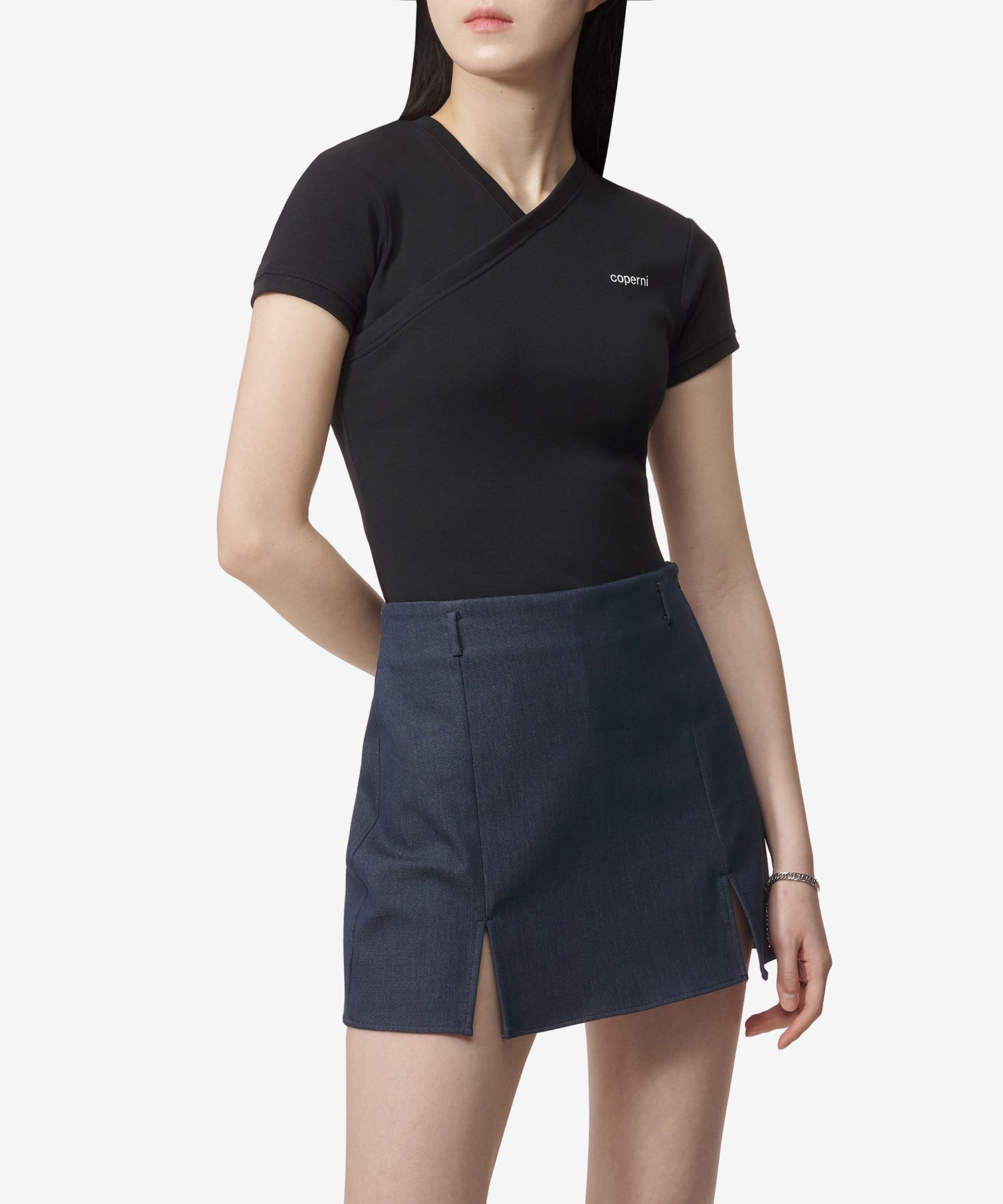 MUSINSA | COPERNI V-neck line short sleeve t-shirt - Black