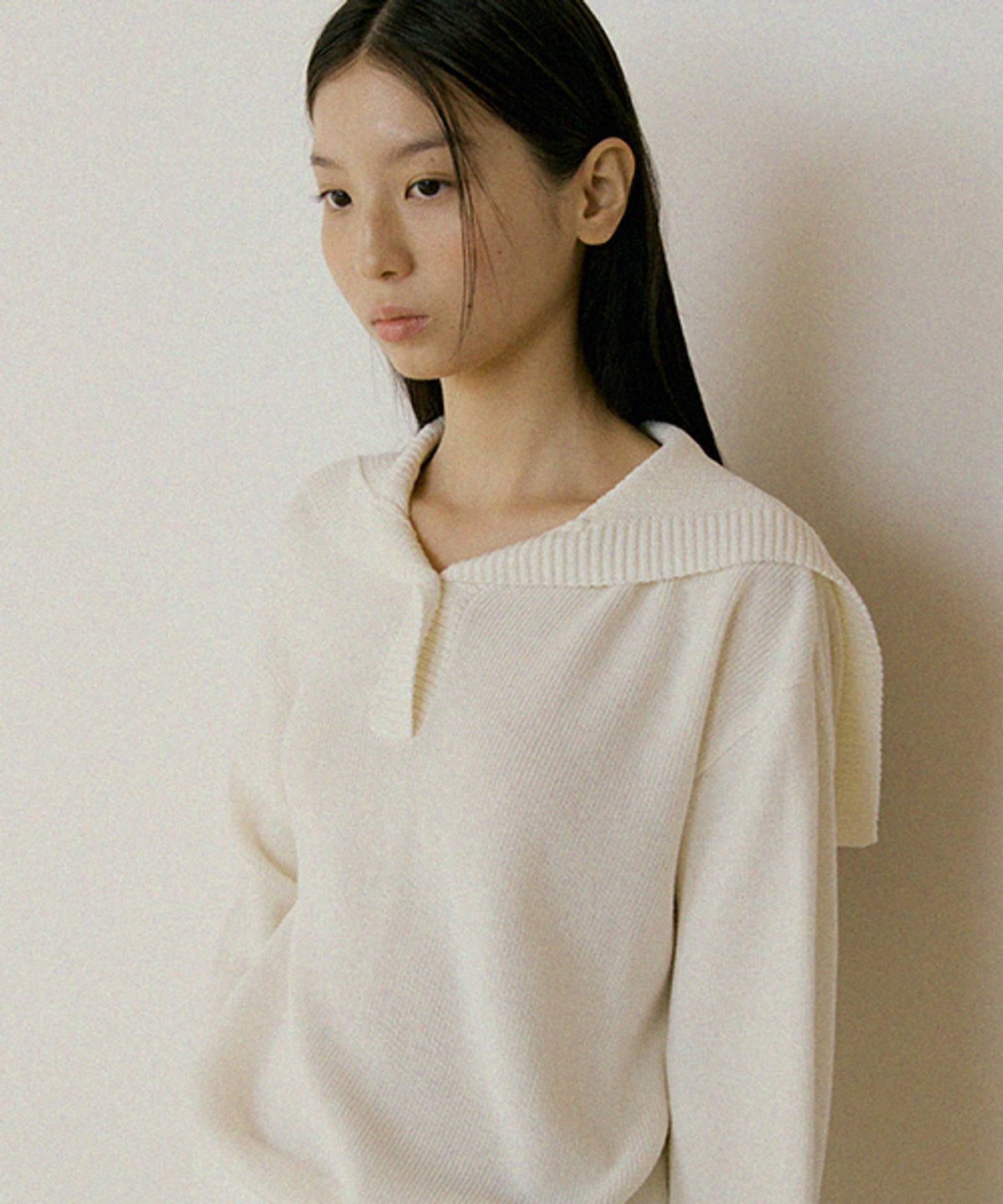 링서울(LINGSEOUL) sailor collar knit top-ivory