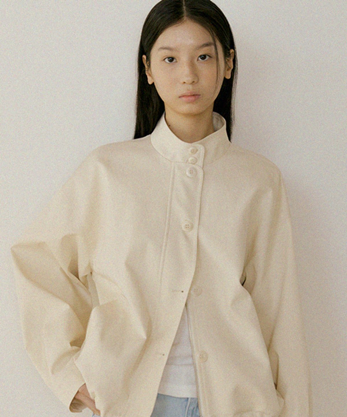 링서울(LINGSEOUL) soft shirring blouson jacket-cream