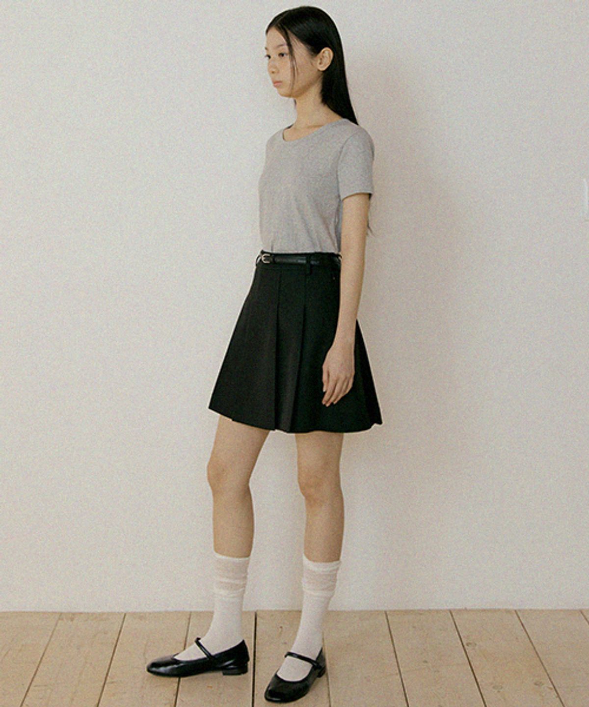링서울(LINGSEOUL) pleated short skirt-black