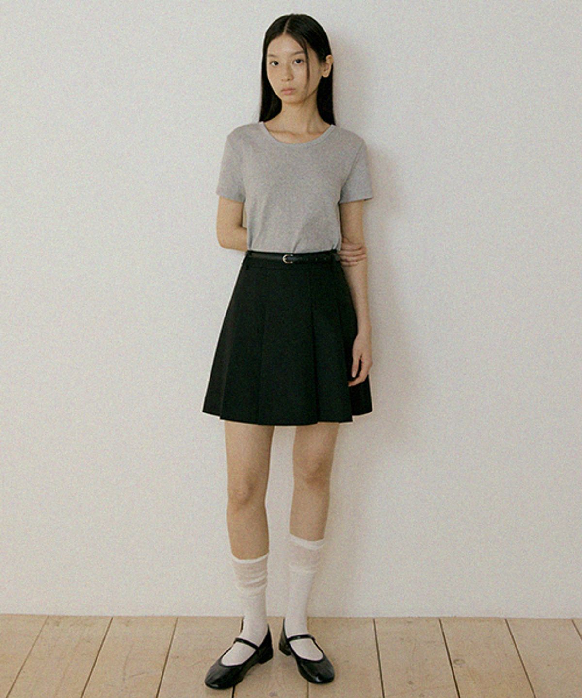 링서울(LINGSEOUL) pleated short skirt-black