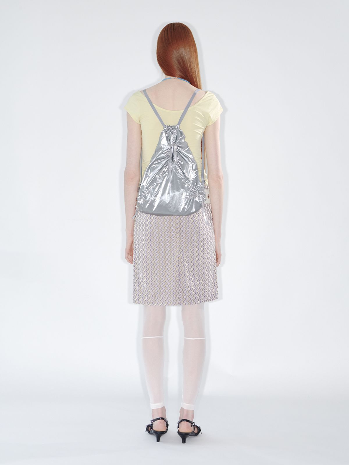 페넥(FENNEC) RIBBON STRING BAG - SILVER