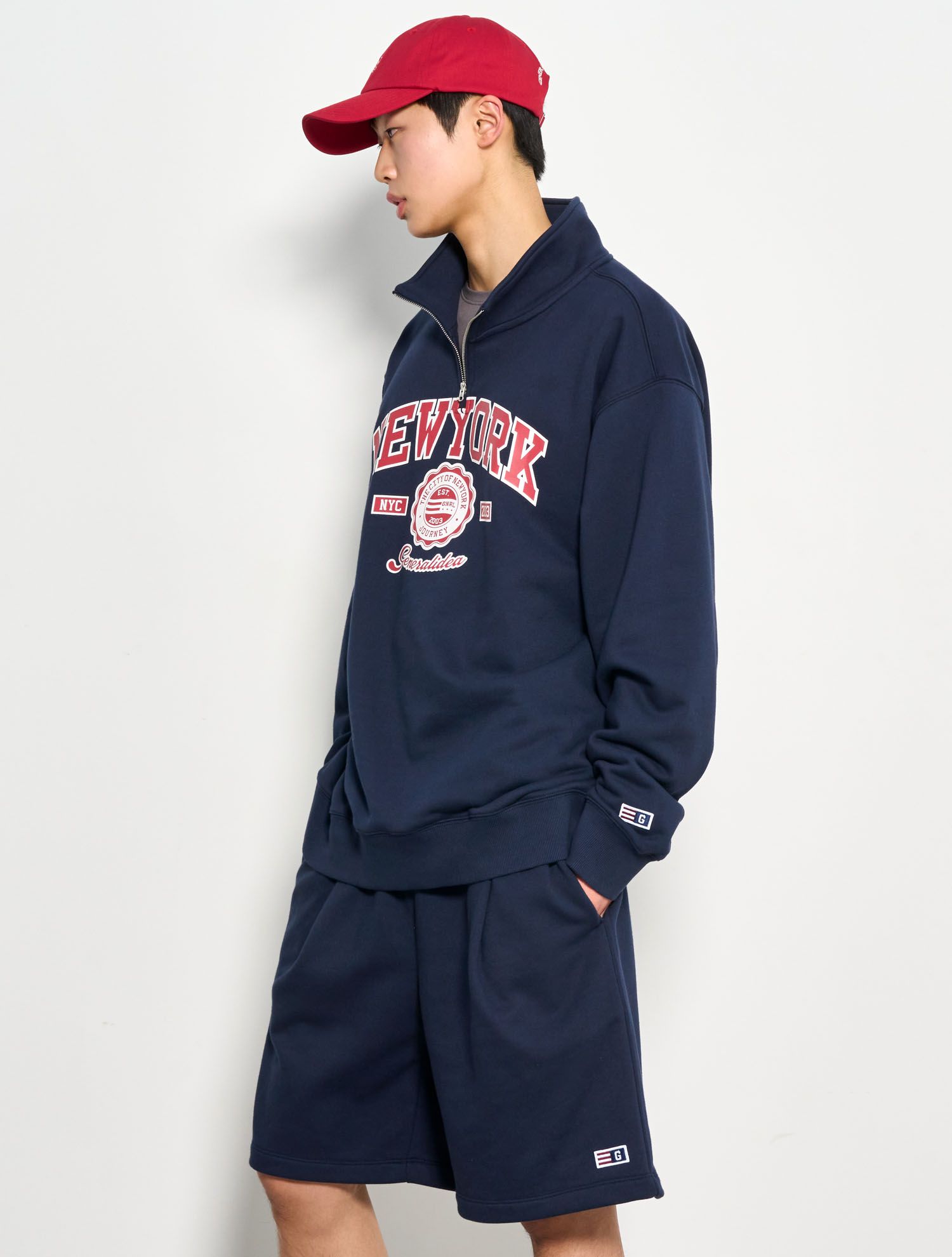 ★GENERAL IDEA★ New York Cozy Half Zip-Up Man to Man MELANG MUSINSA | GENERAL IDEA MAN New York Cozy Half Zip-up