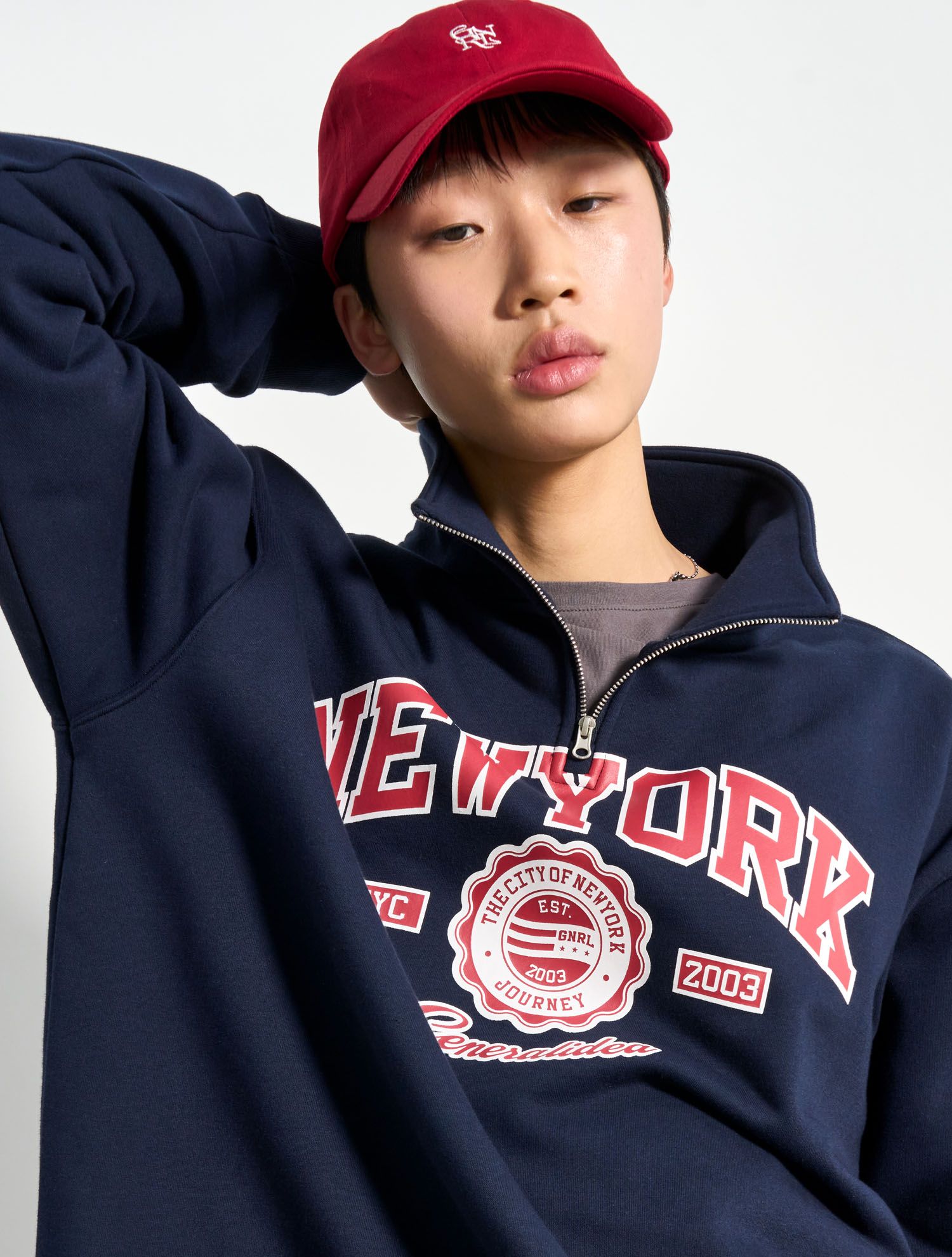★GENERAL IDEA★ New York Cozy Half Zip-Up Man to Man MELANG MUSINSA | GENERAL IDEA MAN New York Cozy Half Zip-up