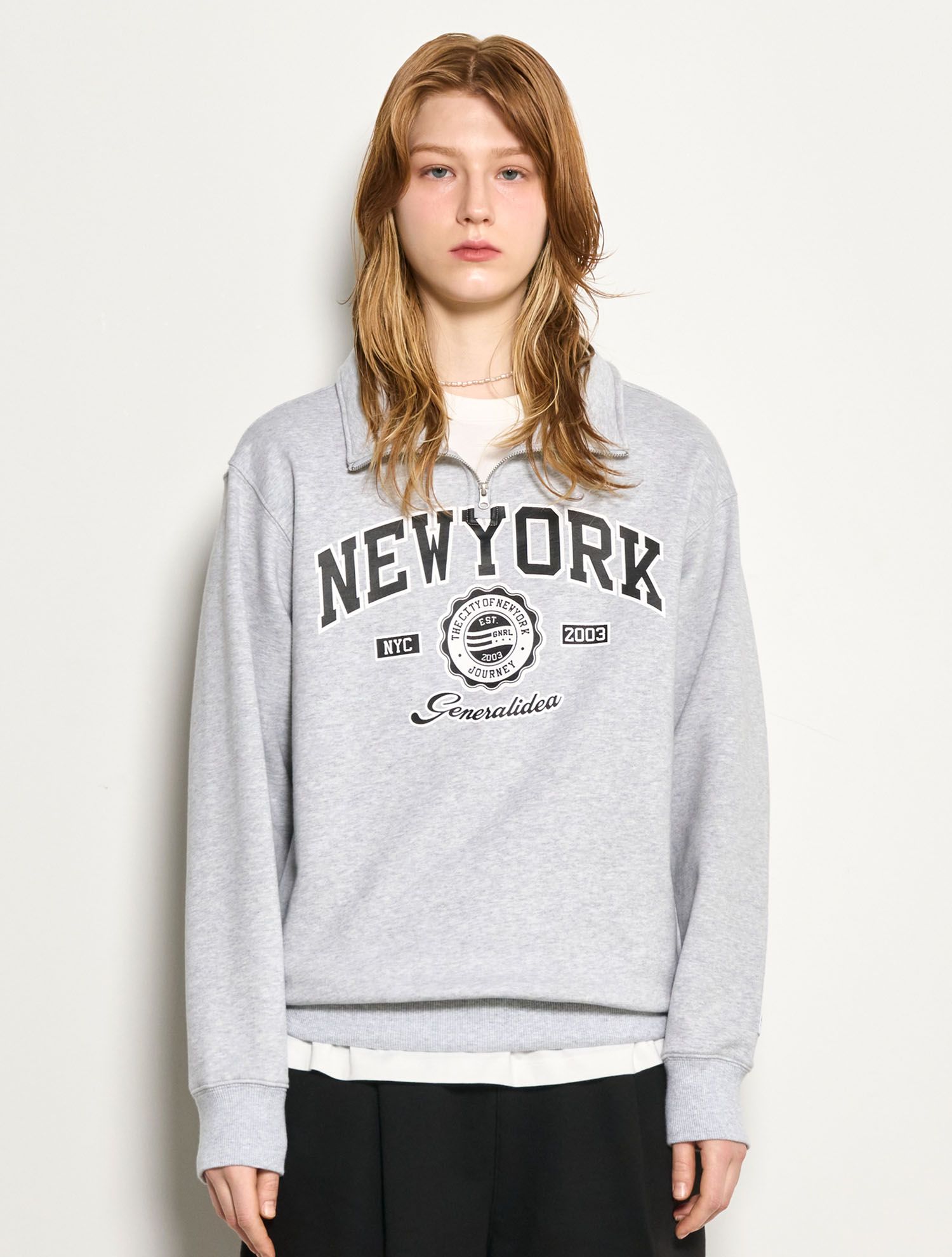 MUSINSA | GENERAL IDEA New York Cozy Half Zip-up Sweatshirt