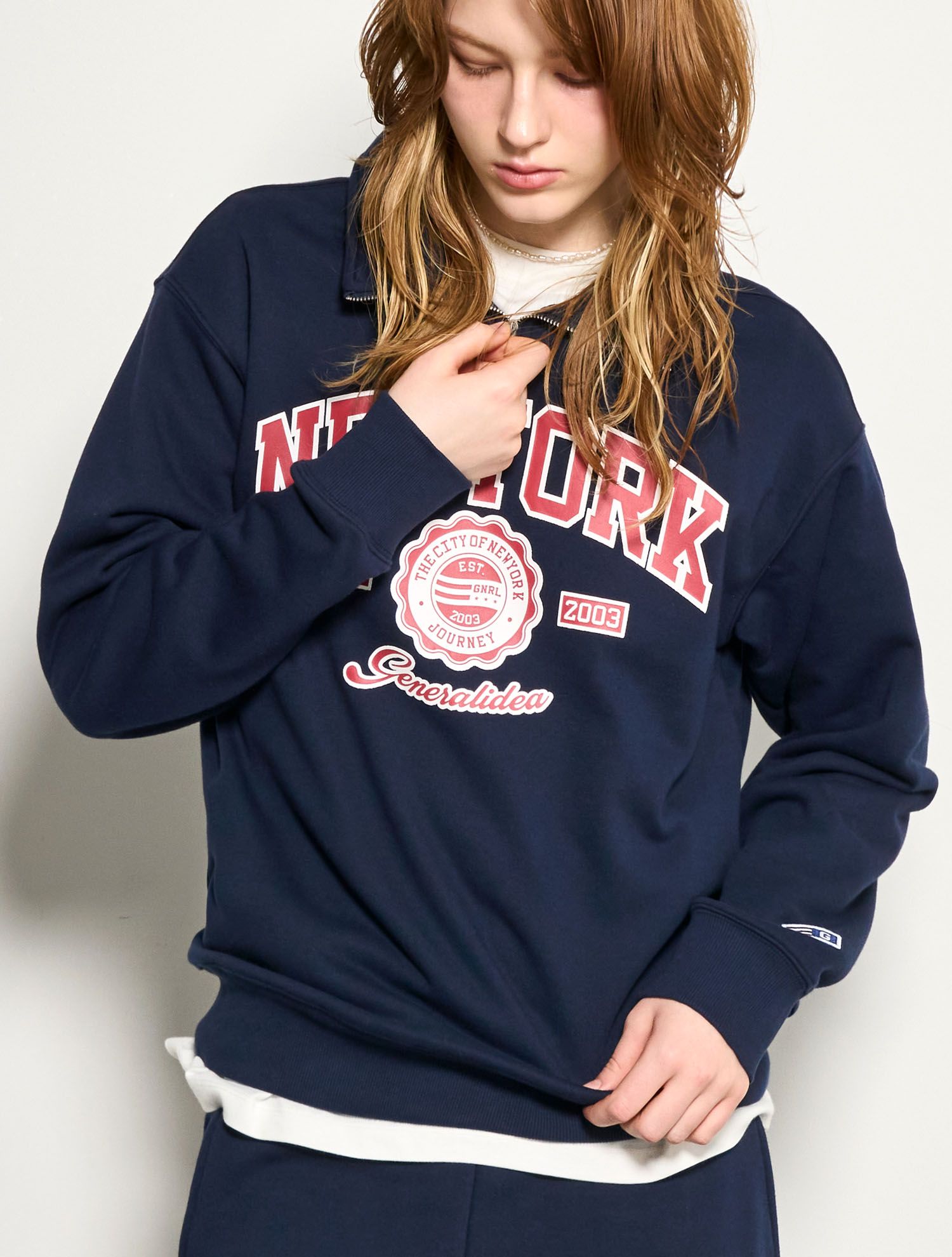 ★GENERAL IDEA★ New York Cozy Half Zip-Up Man to Man MELANG MUSINSA | GENERAL IDEA New York Cozy Half Zip-up Sweatshirt