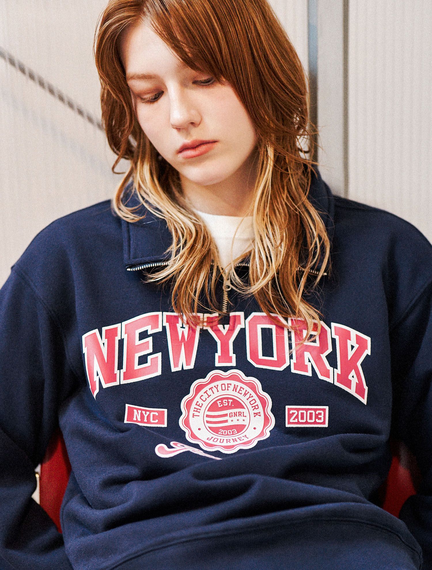 ★GENERAL IDEA★ New York Cozy Half Zip-Up Man to Man MELANG MUSINSA | GENERAL IDEA New York Cozy Half Zip-up Sweatshirt