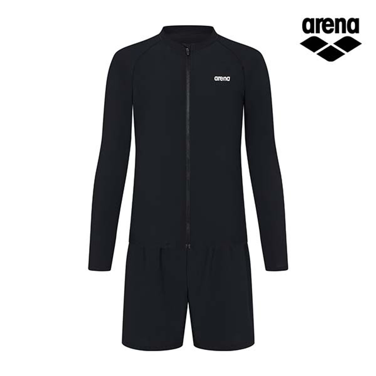 아레나(ARENA) 이니셜 레저 짚업 래쉬가드 세트 A4BM1PC02BLK