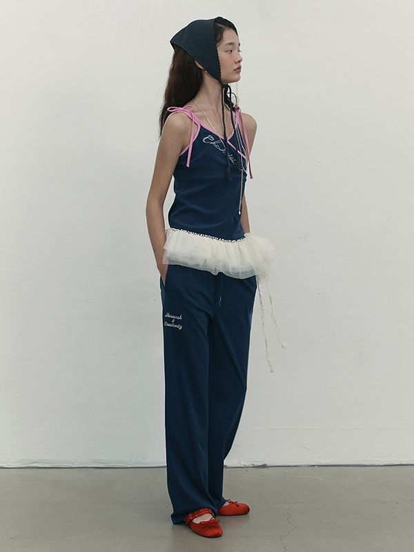 MUSINSA | KIRSH Ribbon point terry sleeveless [dark navy]