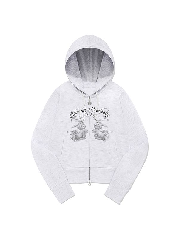 [KIRSH] WITTY BUNNY BOUQUET GIRL CROP HOODIE ZIP UP★ MUSINSA | KIRSH Witty Bunny Bouquet Girl Crop Hooded Zip-up
