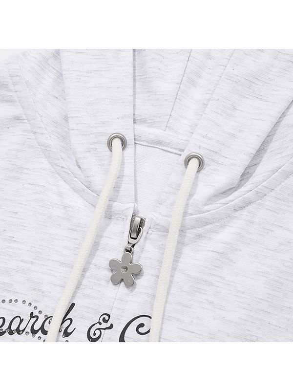 [KIRSH] WITTY BUNNY BOUQUET GIRL CROP HOODIE ZIP UP★ WITTY BUNNY BOUQUET GIRL CROP HOODIE ZIP UP [DARK NAVY