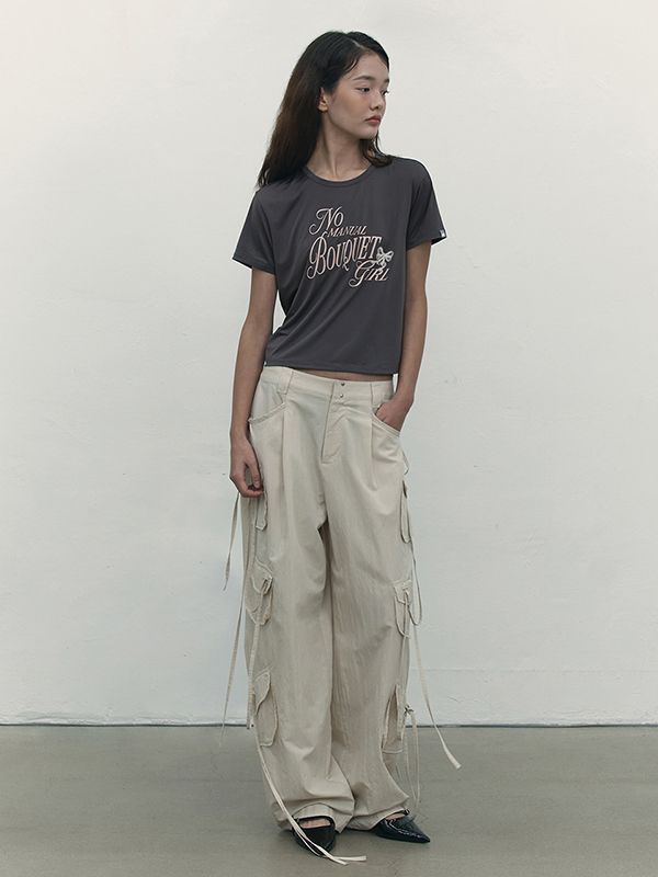 MUSINSA | KIRSH Bouquet Girl Graphic T-Shirt [Charcoal]