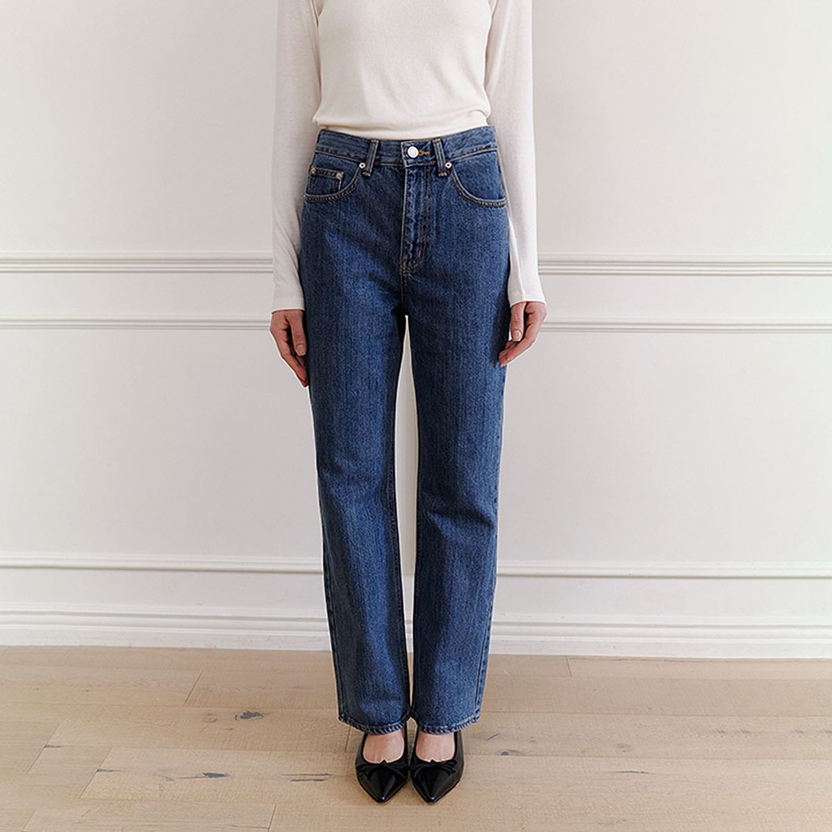 하우스 오브 폰드(HOUSE OF POND) Kaihara fabric straight jeans (Light blue, Mid blue)