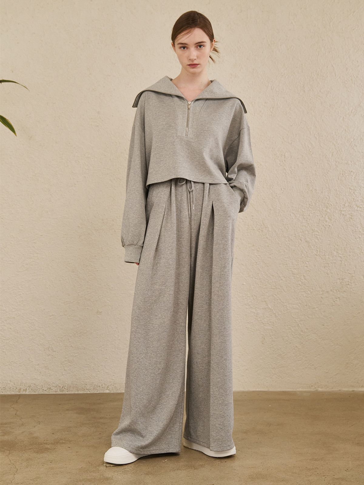 누브(NOUVE) [SET]Wide Collar Crop T-Shirts Set up - M. Gray