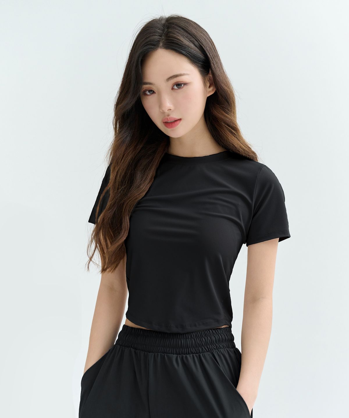 블랙몬스터핏(BLACK MONSTER FIT) 쿨베이스 라운드 크롭 숏슬리브 (5color) / BM231124