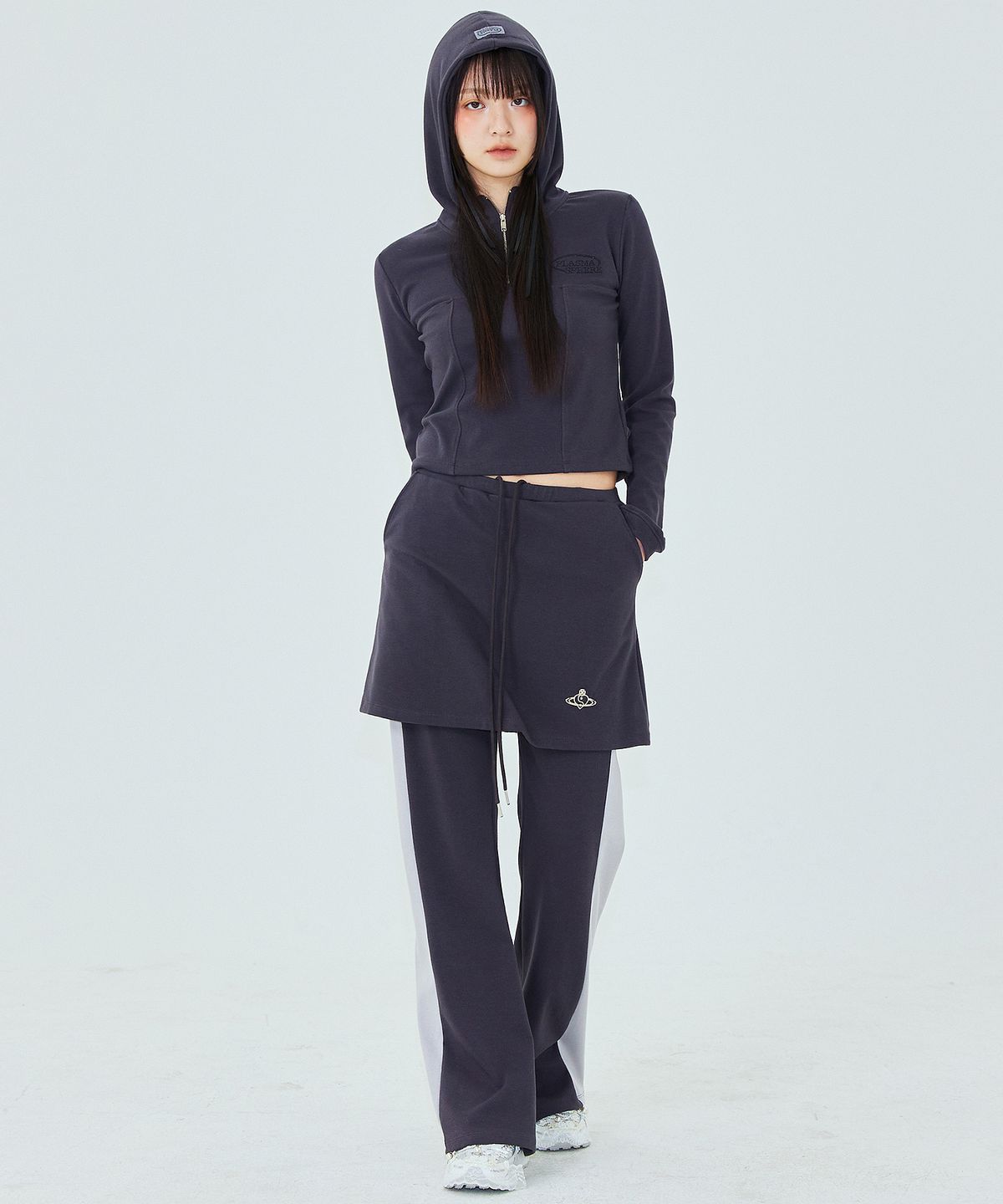플라즈마스페어(PLASMA SPHERE) SPIN PANTS IN DARK GREY (치마 랩바지)