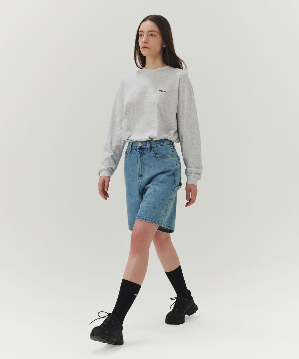 르바(LEVAR) Carpenter Half Denim - Light blue