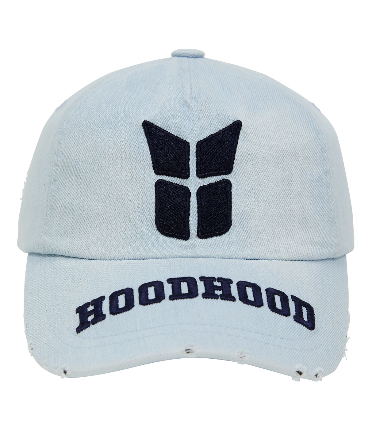후드후드(HOODHOOD) 워시드 디스트로이드 데님 볼캡 라이트블루