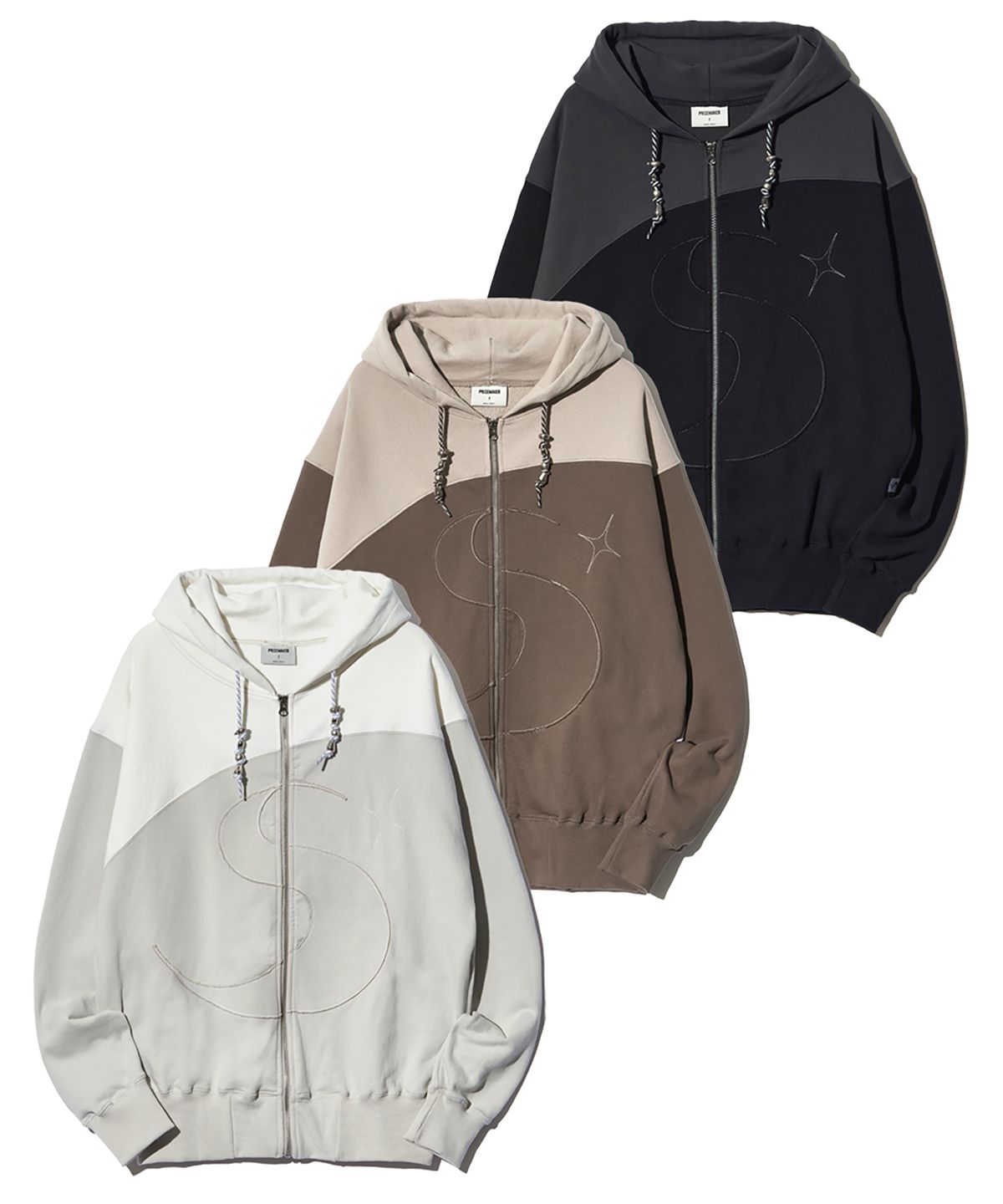 피스메이커(PIECE MAKER) TS SILVER CHARM ZIP HOODIE (BLACK)