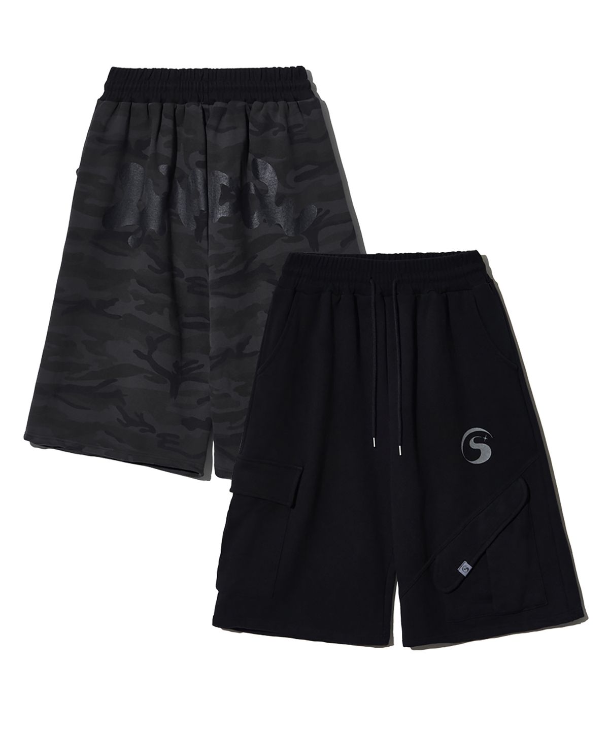 피스메이커(PIECE MAKER) TS LOGO BERMUDA SWEAT PANTS (BLACK)