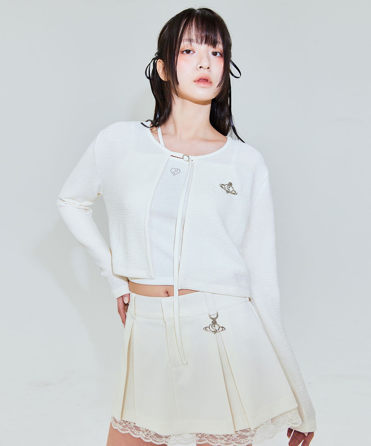 플라즈마스페어(PLASMA SPHERE) FANCY TOP IN CREAM (리본 끈나시)