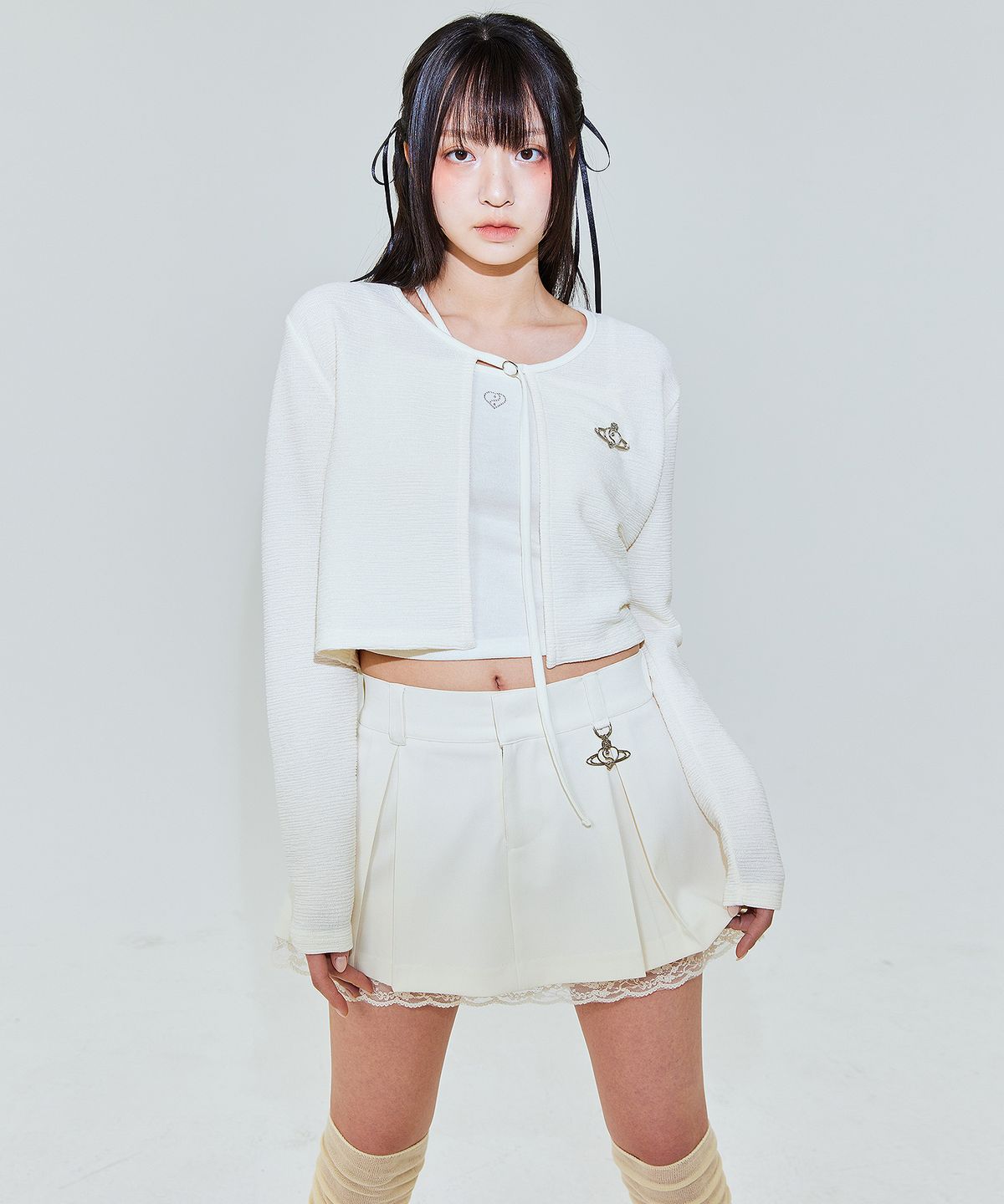 플라즈마스페어(PLASMA SPHERE) FANCY TOP IN CREAM (리본 끈나시)