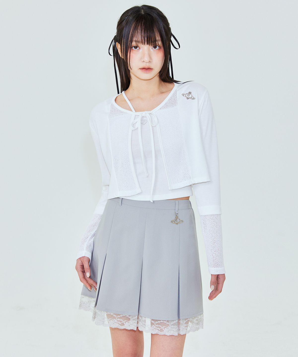 플라즈마스페어(PLASMA SPHERE) FANCY TOP IN WHITE (리본 끈나시)