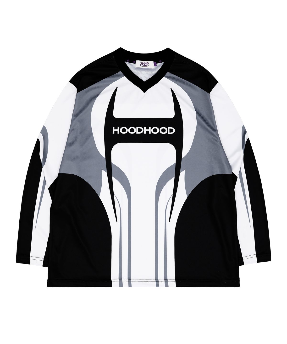 후드후드(HOODHOOD) 레이싱 메쉬 롱슬리브 티셔츠 화이트