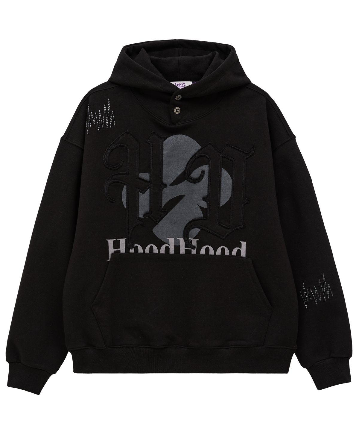 후드후드(HOODHOOD) HD 아플리케 시리즈 스티치 후드 블랙