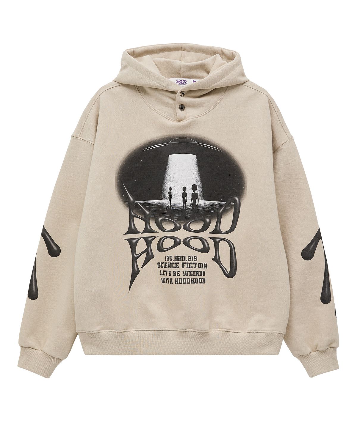 후드후드(HOODHOOD) 에일리언 아트웍 후드 베이지