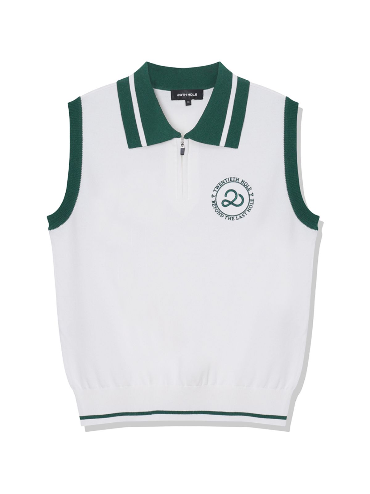 투에니스홀(20TH HOLE) 라인 포인트 하프집업 슬리브리스 우먼 [WHITE]