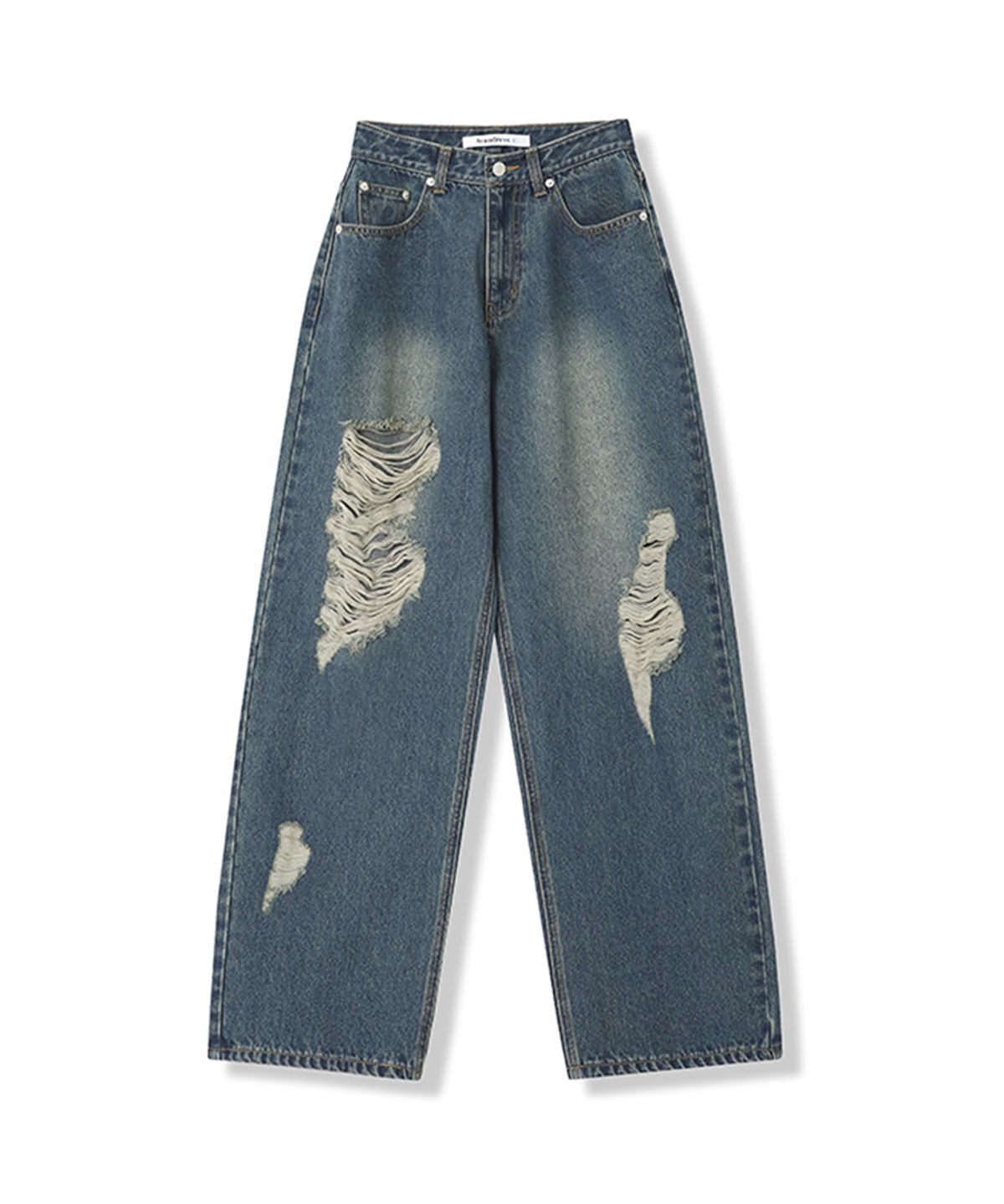 어반드레스(AVANDRESS) Brush Destroyed Denim Pants BLUE